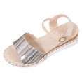 thumbnail image 6 of Women's Espadrille Wedge Sandals Ankle Strap Platform Open Toe Boho Braided Band Wedges Heels Beach Vacation Dress Shoes Silver Size 8.5, 6 of 6