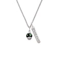 thumbnail image 2 of Delight Jewelry Silvertone Lime Green Dots on Black Spinner Silvertone Fearless Bar Charm Necklace, 23", 2 of 4