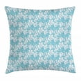 thumbnail image 1 of Floral Throw Pillow Cushion Cover, Delicate Spring Nature Pattern with Abstract Flowers and Buds, Decorative Square Accent Pillow Case, 24" X 24", Pale Teal Pale Sky Blue Baby Blue, by Ambesonne, 1 of 2