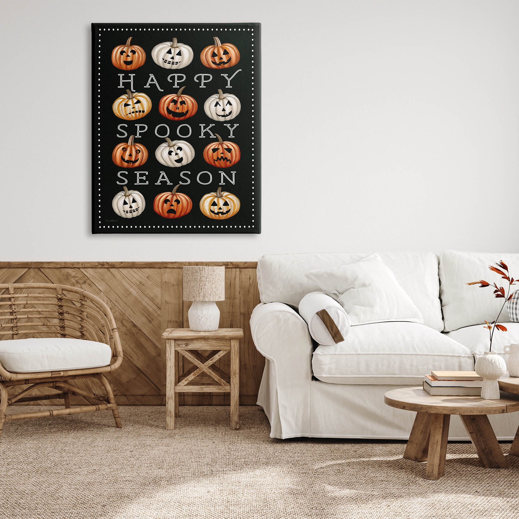 Stupell Industries Happy Spooky Season Pumpkins Graphic Art Gallery Wrapped Canvas Print Wall Art, Design by Elizabeth Tyndall