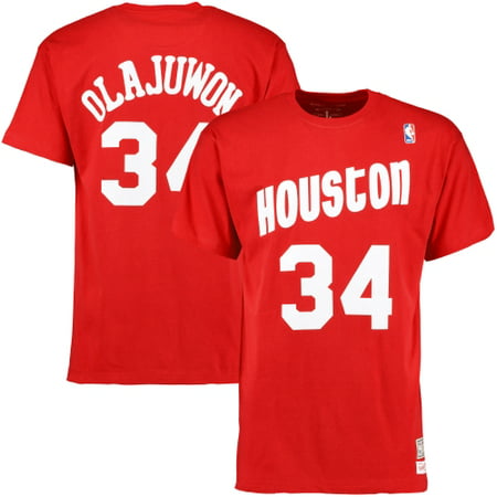 Hakeem Olajuwon Houston Rockets Mitchell & Ness Hardwood Classics Name & Number T-Shirt - (Hakeem Olajuwon Best Moves)