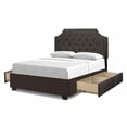 thumbnail image 1 of Audrey Fabric Upholstered "Steel-Core" Platform Cal. King Bed/4-Drawers in Gray, 1 of 5
