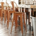 thumbnail image 2 of Flash Furniture Kai Commercial Grade 30" High Orange Metal Indoor-Outdoor Bar Height Stool with Removable Back and Teak All-Weather Poly Resin Seat, 2 of 13