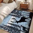 thumbnail image 5 of 3x5 Washable Area Rug, Black Elk Non-Slip Rectangle Rug for Living Room Bedroom, Navy White Wood Grain Forest Mountain Animal Indoor Low Pile Floor Mat for Home Decor, 5 of 9