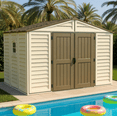 thumbnail image 3 of DuraMax 10.5 ft x 8ft Woodbridge Plus Plastic Vinyl Shed w/ Foundation Kit & Window, 3 of 22