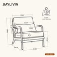 thumbnail image 2 of Newest 29" Comfy Accent Armchair, Dark Green Upholstered with Curved Wood Armrests & Lumbar Cushion for Living Room & Bedroom, 2 of 13