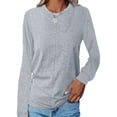 thumbnail image 1 of MAWCLOS T-shirt pour Femmes Col Rond T-shirt Manches Longues Tee Décontracté Travail Tunique Unie Blouse Gris Clair G, 1 of 5