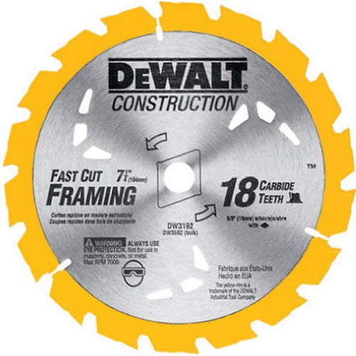 DEWALT DW3192 Construction Series 7-1/4-Inch 18 Tooth ATB Thin Kerf Framing  Saw Blade with 5/8-Inch and Diamond Knockout Arbor | Walmart Canada