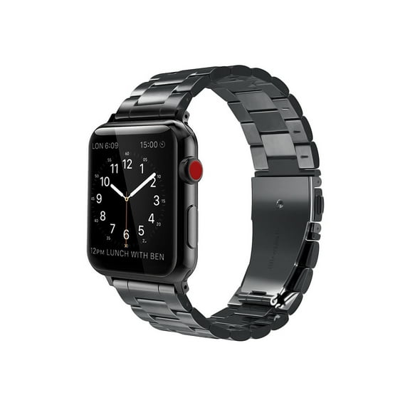 For Apple Watch Band 44mm Solid Stainless Steel Metal Replacement Wrist Bands for Apple Watch Series 4/3/2/1 Black