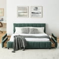 thumbnail image 2 of Miniyam Queen Size Bed with Chenille Upholstery, Storage Drawers for Adult, Green, 2 of 7