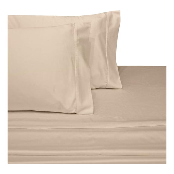 California King Size Sheets, Beige, 100% Cotton Sheets, Deep Pocket, Cool Cotton Sateen, Smooth Solid Pattern Weaved Bed Sheets