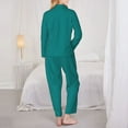 thumbnail image 5 of Disketp Pajamas Set Long Sleeve Sleepwear Womens Button Down Nightwear Pj Sets-Teal, 5 of 9