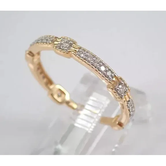 Aishvi Jewels 1Ct Round Cut Real Moissanite Eternity Wedding Band Ring 14K Yellow Gold Plated