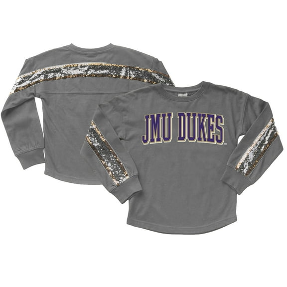 Girls Youth Gameday Couture Gray James Madison Dukes Guess Who's Back Long Sleeve T-Shirt