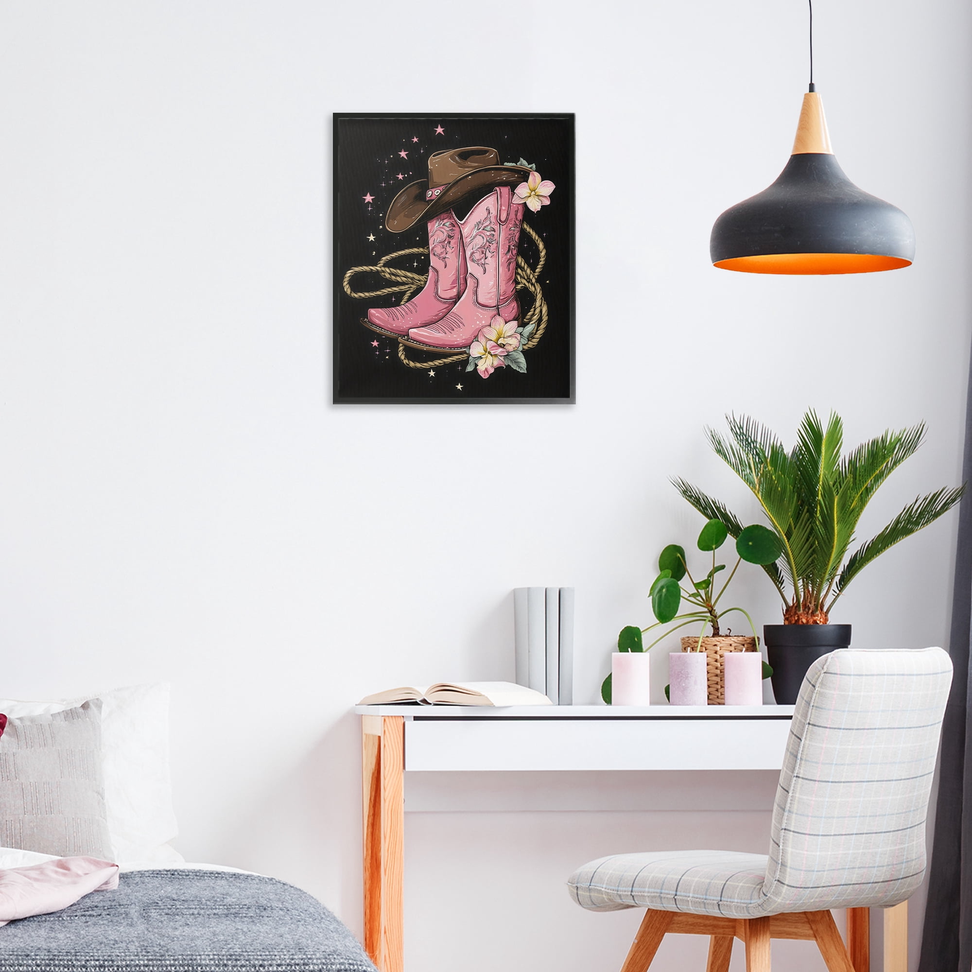 Stupell Industries Western Chic Pink Boots Black Framed Giclee Art, design by Creative Studio