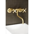 thumbnail image 2 of Kingston Brass KS216SB Kingston Two Handle Wall Mount Bathroom Faucet, Brushed Brass, 2 of 5