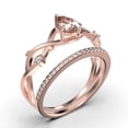 thumbnail image 3 of Boho & hippie 1.60 Carat Pear Cut Morganite And Diamond Moissanite Unique Engagement Ring, Wedding Ring, Inspired And Branch Ring in 925 Sterling Silver With 18k Rose Gold Plating, Bridal Ring Set, 3 of 3