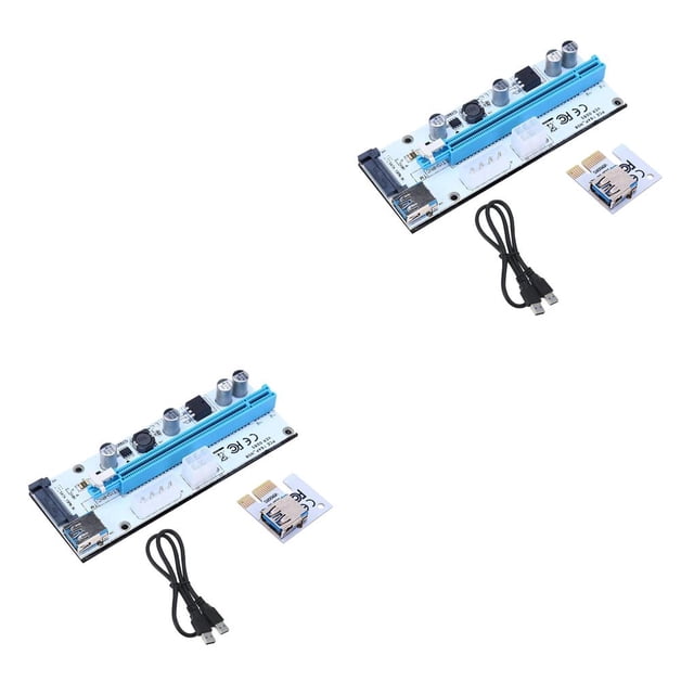 ZheElen PCI -E Riser Board PCI -E 1x to 16x Extender Adapter GPU Riser Card with 6 -pin 4 -pin SATA Interface 6 -pin PCI -E Riser Card blue 2Set