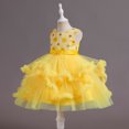 thumbnail image 4 of FhsagQ Robe de Fête Sans Manches pour Fille, Robe à Volants, Robe Tutu de Cérémonie pour Fille (Jaune Taille 3-4 Ans), 4 of 7