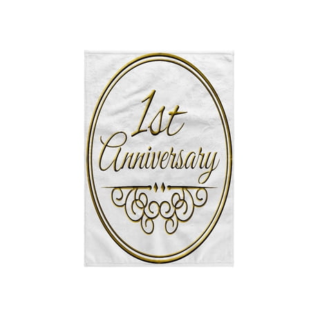 3dRose Gift For 1st Anniversary – Gold Text For Celebrating Wedding Anniversaries 1 – First One Year Together 15×22 Hand Towel