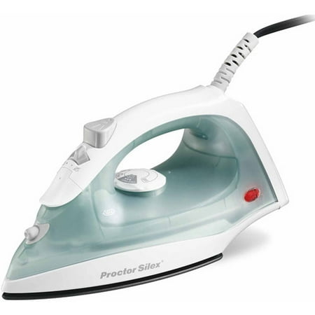 Proctor Silex Durable Iron with Nonstick Soleplate and Adjustable Steam, Turquoise and White