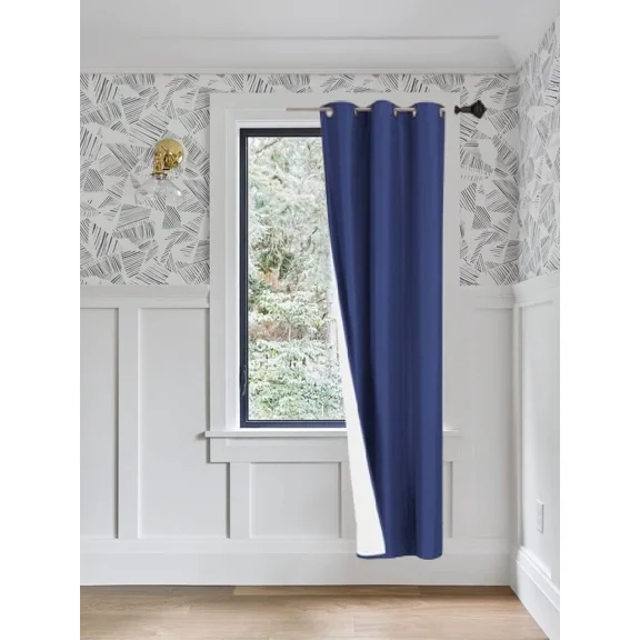 Gorgeous Home Linen Royal Blue 1-Piece Solid Blackout Grommet-Top Window Curtain Panel 37" W X 95" L