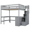 thumbnail image 6 of Euroco Wooden 2 Tiers 3 Drawers Loft Bed with Desk, Shelf and Storage, Gray, 6 of 17