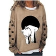 thumbnail image 2 of 2023 Chandail en Molleton Mode pour Femmes 50 % de Réduction Liquidation Femmes Oversize Texte Drôle Imprimé Col Rond Manches Longues Ample Chandail en Molleton Chandail Blouse, 2 of 5