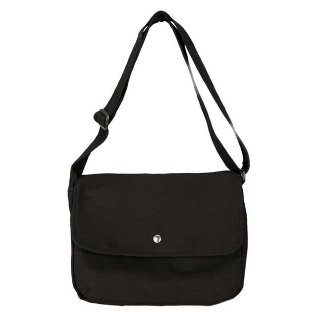 Bolso bandolera Zulema de lona algodón negro para mujer 32x26x8cm