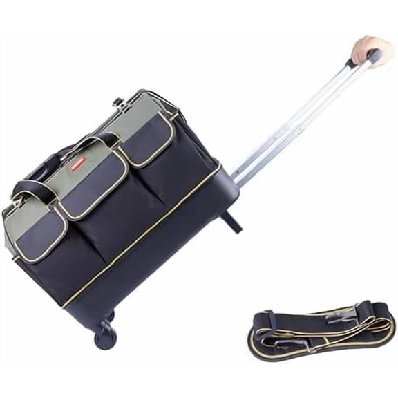 rolling tool bag with wheels for Electrician HVAC Tool Bag Organizer ，Hidden pull rod, plastic bottom, lightweight$$Tools