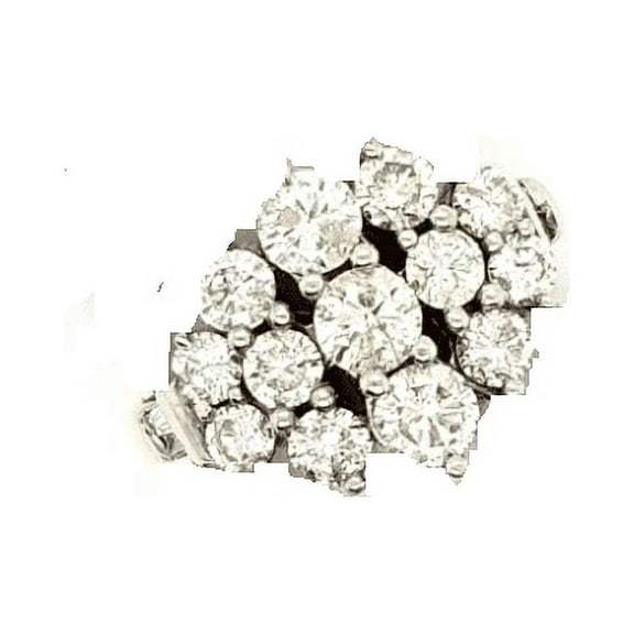 1ct Natural Round Diamond (I-J,SI1) Claw Set Cluster Wedding Ring 14k White Gold