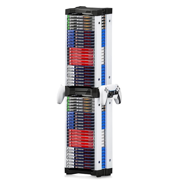 Nargos Tour de Rangement de Jeux Vidéo pour PS5/ PS4/ PS3/ PS2/ PSP/Xbox One/Xbox 360 et Xbox Series X/S/Wii/Wii U/Switch/Switch 2 Étuis de Jeu, DVD et Blu-R