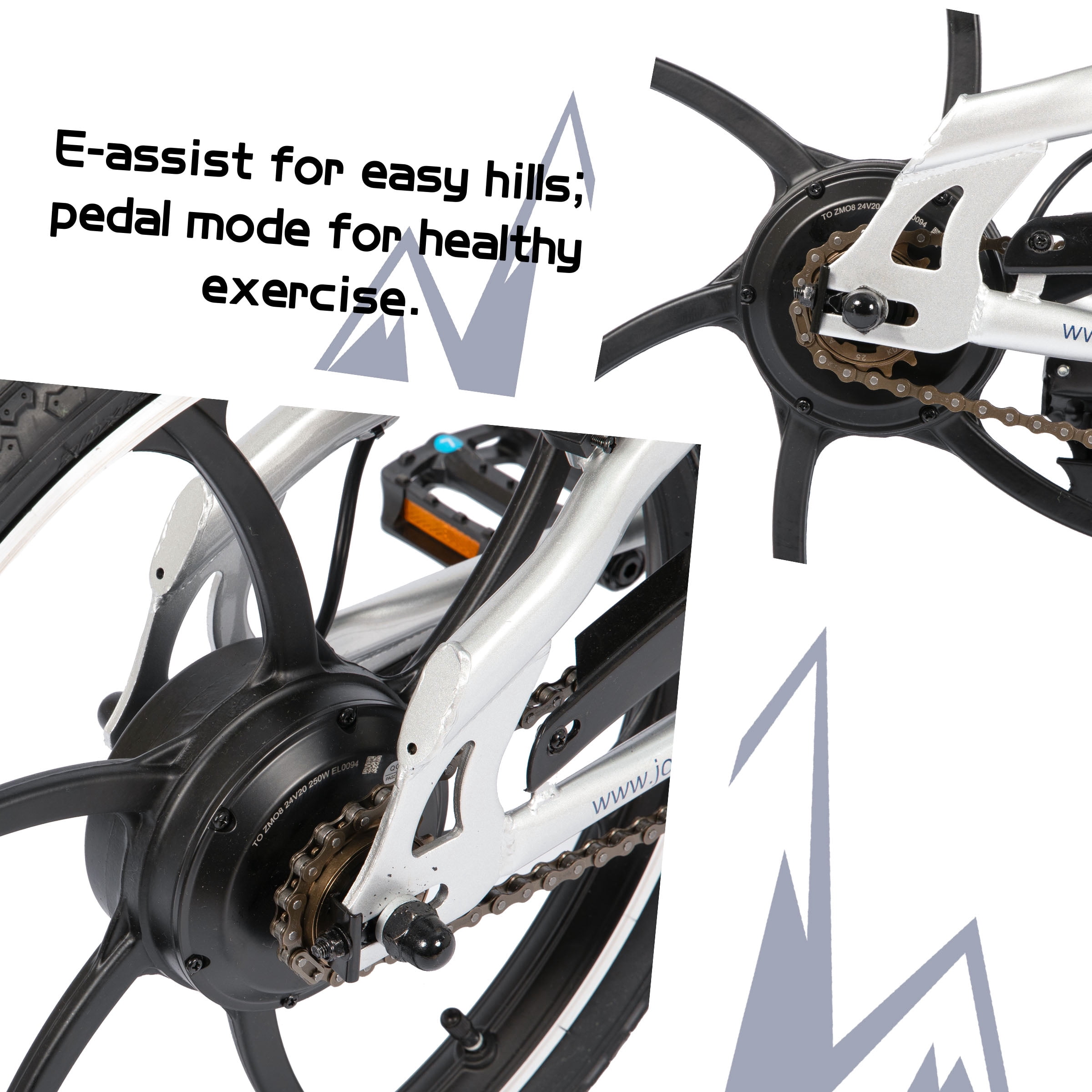 JOYSTAR Radspur Electric Bike 20" with 250W Brushless Motor, 15 Miles 15MPH Electric Mountain Bicycle with Removable Battery, White