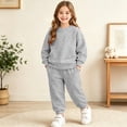 thumbnail image 4 of Cethrio Girls Outfit Sets, Fleece-lined Casual 2 PC Long Sleeve Sweatshirts and Sweatpants Sets Gray Size 4, 4 of 9