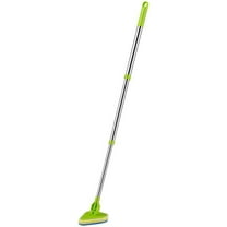 Qiweii 3-in-1 Extendable Cleaning Brush with Detachable Heads, 37'' Long Handle Scrubber for Floor, Shower, Bathroom, Kitchen, Stiff Bristles, Sponge for Tough Grime