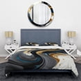 thumbnail image 3 of Designart "Monochrome and Gold Liquid Blend IV" Modern Bedding Covert Set - Abstract Liquid Ink Black Abstract Bed Set With 1 Sham, 3 of 6