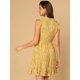 thumbnail image 5 of Vestido De Mujer Con Estampado Floral, Cuello En V, Sin Mangas, Con Volantes Y Dobladillo Amarillo XL, 5 of 6