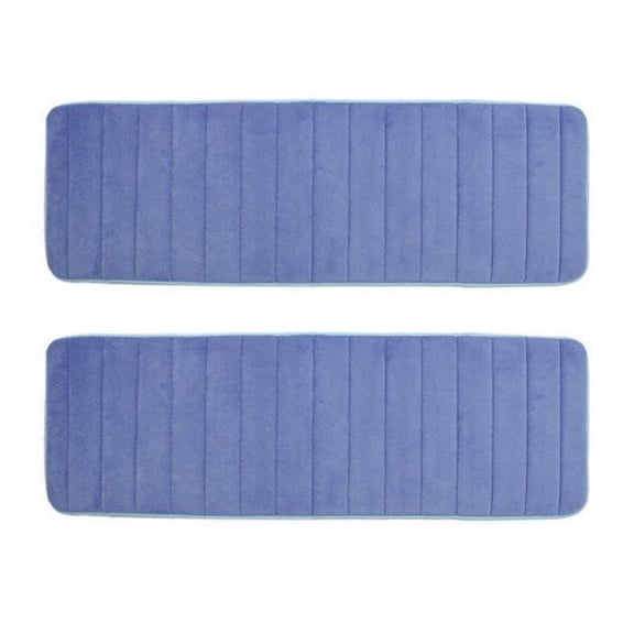 2X 120x40cm Absorbent Nonslip Memory Foam Kitchen Bedroom Door Floor Mat Rug Carpet Dark blue