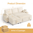 thumbnail image 5 of Cmofy 85" L-Shaped Sleeper Sofa – 2-in-1 Convertible Sectional Couch Bed, Pull-Out Bed, 2 Pillows, Boucle Fabric, White– Modern Living Room Furniture, 5 of 6