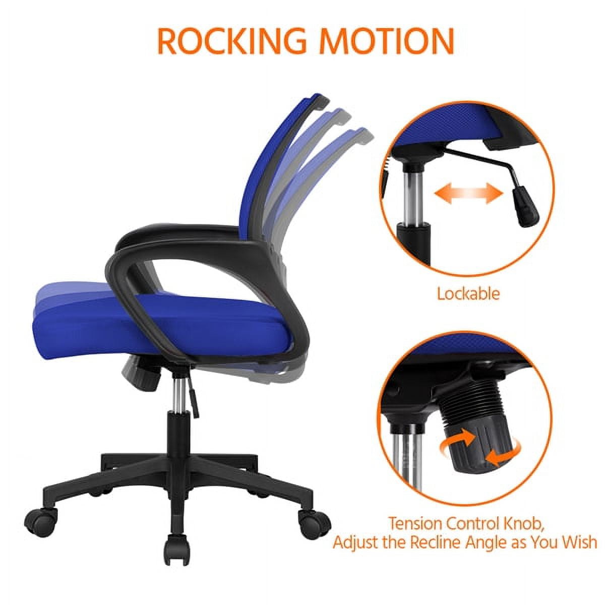 Alden Design Adjustable Ergonomic Mid-Back Mesh Office Chair with Armrests, Blue