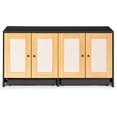 thumbnail image 4 of Double Litter Box Enclosure Hidden Litter Box Furniture with Rattan Doors Pull Out Bottom Plate Litter Box Enclosure For 2 Cats, 4 of 9