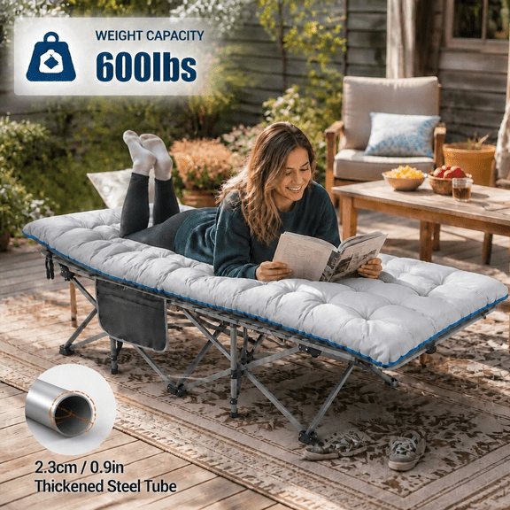 Heavy duty portable folding bed adult folding bed 400LBS/700LBS super large load-bearing sturdy metal framewith comfortable mattress, no installation, quick opening with storage bag, suitable for out