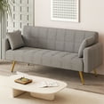 thumbnail image 2 of Leumius 71.7" Teddy Fleece Sleeper Sofa,3 Adjustable Backrest,2 Pillows, Convertible Futon Sofa Bed Folding Couch for Small Space,Living Room,Grey, 2 of 5