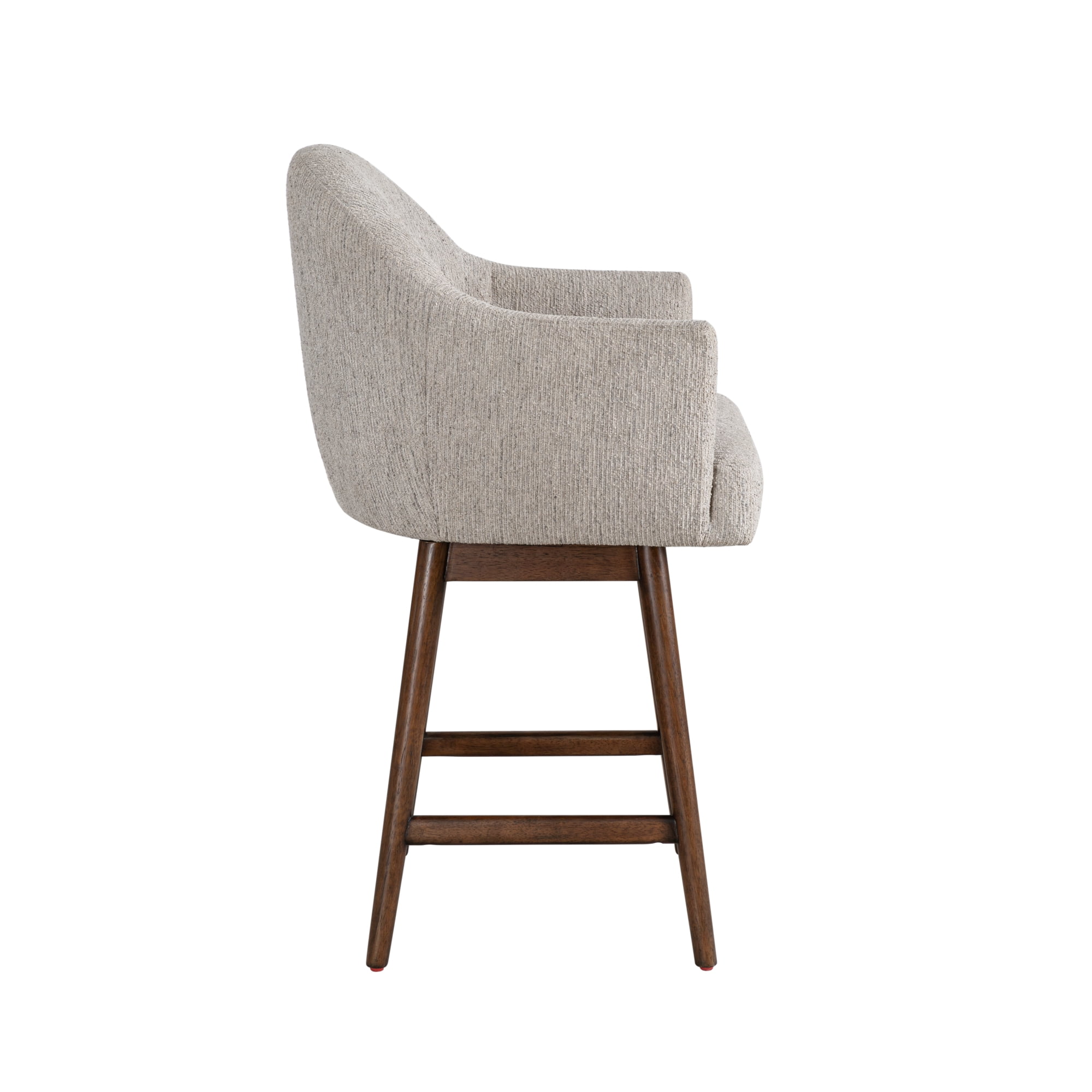 Jaxon Brown Solid Wood Upholstered 26" Counter Height Swivel Barstool with Morning Fog Fabric Seat - Set of 2