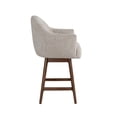 thumbnail image 5 of Jaxon Brown Solid Wood Upholstered 26" Counter Height Swivel Barstool with Morning Fog Fabric Seat - Set of 2, 5 of 10
