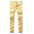 thumbnail image 6 of Men's Ripped Distressed Destroyed Slim Fit Straight Leg Denim Jeans, 6 of 7