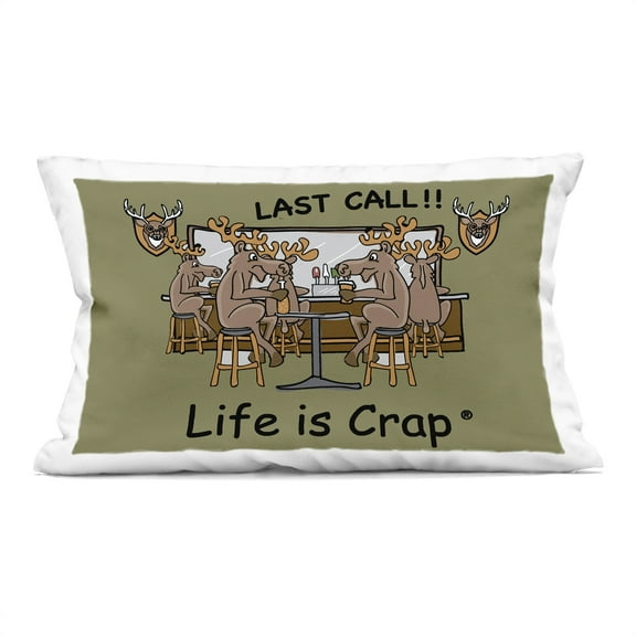 Stupell Industries Last Call at Bar 14" x 20" Novelty & Humor Print Polyester Throw Pillow, Zip Closure 1 Count