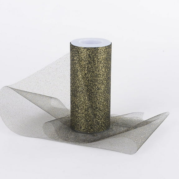 Black Premium Glitter Tulle Fabric ( W: 6 Inch | L: 10 Yards )