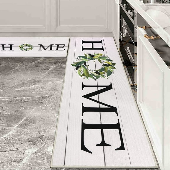 Non-Skid Kitchen Mat, 2 Set Washable Kitchen Rugs Floor Mats for Home Farmhouse Office, Durable Hallway Laundry Runner Rug Sink Area Rug (18"x29" 18"x47")-Home Design