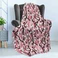 thumbnail image 4 of Japanese Soft Flannel Fleece Blanket, Japanese Sakura Tree Flowers on Umbrellas and Curved Branches Romantic Blooms Art, Cozy Plush for Indoor and Outdoor Use, 50" x 60", Black Pink, by Ambesonne, 4 of 5